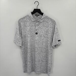 Bad Birdie Golf Polo Shirt Mens Large Grey White Camo Performance Preppy Luxury